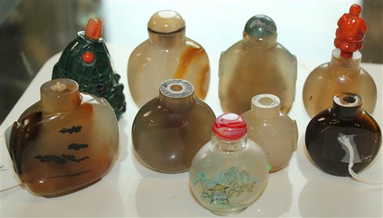 9 various snuff bottles